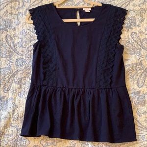 JCrew Navy Peplum with Lace